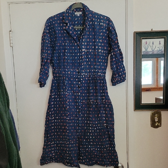Orvana Dresses & Skirts - Orvana Navy With Red Polka Dot Long Sleeve Dress Medium